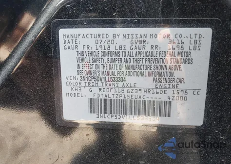 2020 Nissan Kicks Sr Xtronic Cvt from USA, damaged, VIN 3N1CP5DV1LL533304